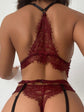 Eyelash Lace Underwire Garter Lingerie Set With Leg Ring