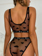 Heart Print Mesh Lingerie Set